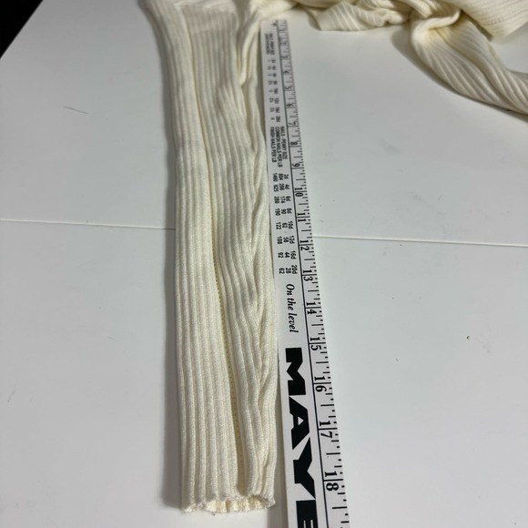 Heartloom Blouse Long Sleeve Top Cream Ivory Cross Front Ribbed Size S - Picture 5 of 10